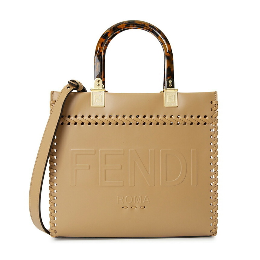 FENDI FF Jacquard Shopper Tote Shoulder Bag Brown